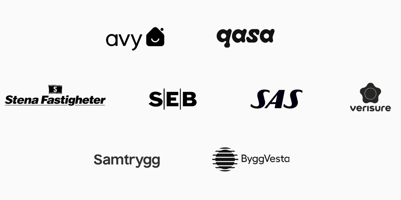 Avy, Qasa, Stena Fastigheter, SEB, SAS, Verisure, Samtrygg, ByggVesta